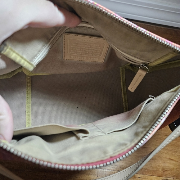 Coach Coral Beige Striped Shoulder Bag - Picture 7 of 7